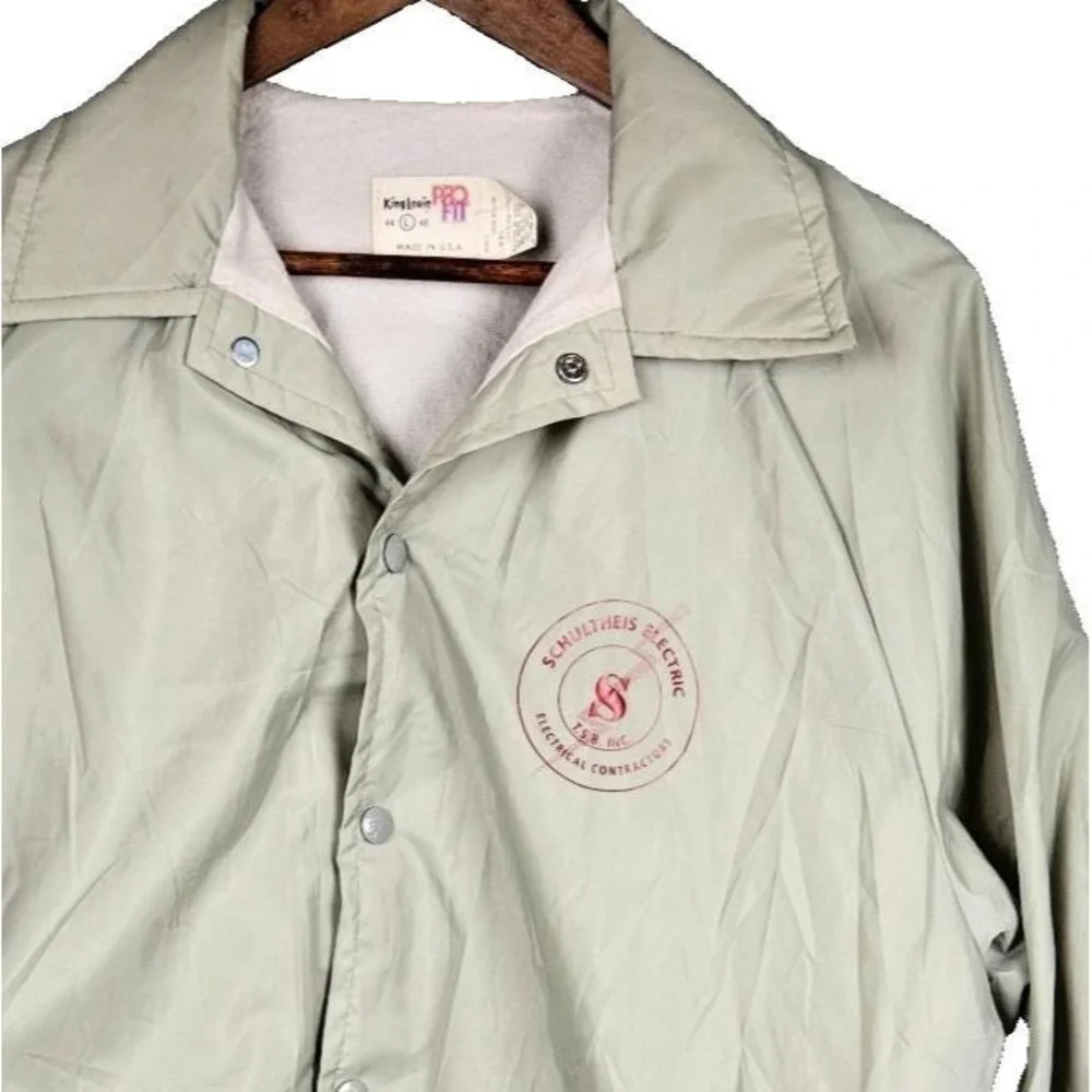 Vintage King Louie Pro Fit USA Jacket Mens L Gray Coaches Snap Windbreaker 70s